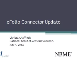 eFolio Connector Update Christa Chaffinch