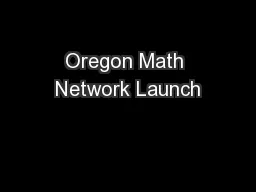 Oregon Math Network Launch