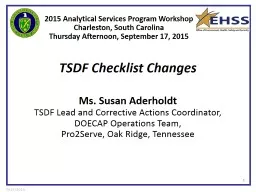 2015 Analytical Services Program Workshop
