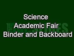 Science Academic Fair  Binder and Backboard