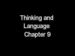 Thinking and Language Chapter 9