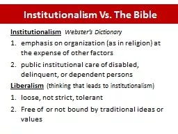 Institutionalism Vs. The Bible