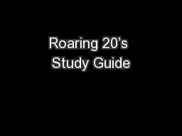 Roaring 20’s Study Guide