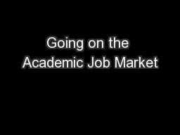 Going on the Academic Job Market