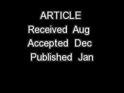 ARTICLE Received  Aug  Accepted  Dec  Published  Jan