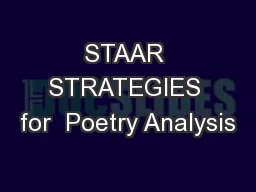 STAAR STRATEGIES for  Poetry Analysis