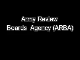 Army Review Boards  Agency (ARBA)