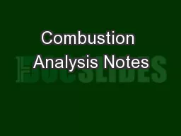 Combustion Analysis Notes