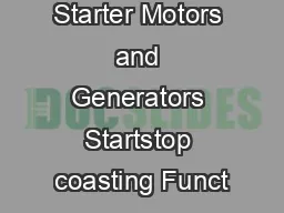 Starter Motors and Generators Startstop coasting Funct