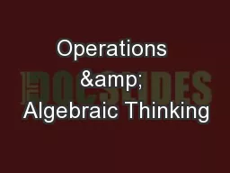 Operations & Algebraic Thinking