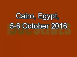 Cairo, Egypt, 5-6 October 2016