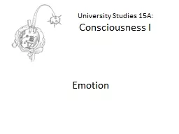 University Studies 15A: Consciousness I