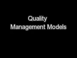 Quality Management Models