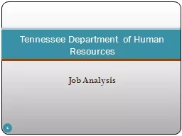 Job Analysis Tennessee Department of Human Resources