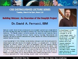CISE DISTINGUISHED LECTURE SERIES