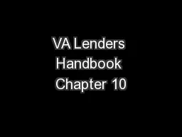 VA Lenders Handbook Chapter 10