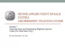 Senior Affairs Point of Sale System