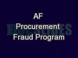 AF Procurement Fraud Program