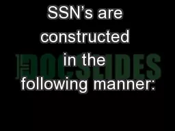 SSN’s are constructed in the following manner: