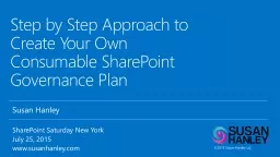 ©2015 Susan Hanley LLC Step by Step Approach to Create Your Own Consumable SharePoint
