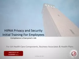 HIPAA Privacy and Security Initial Training For Employees