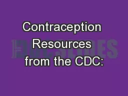 Contraception Resources from the CDC: