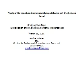 Nuclear Detonation Communications Activities at the Federal Level
