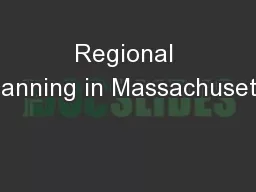 Regional Planning in Massachusetts