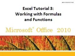 Excel Tutorial  3: Working
