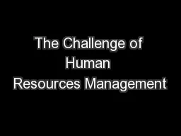 The Challenge of Human Resources Management