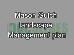 Mason Gulch landscape Management plan