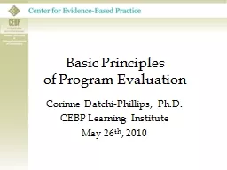Basic Principles  of Program Evaluation
