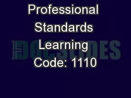 Professional Standards Learning Code: 1110