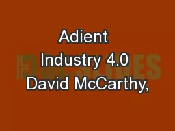 Adient  Industry 4.0 David McCarthy,