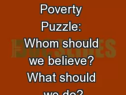 Solving Pakistan’s Poverty Puzzle: Whom should we believe? What should we do?