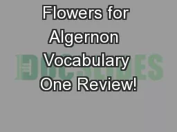 Flowers for Algernon  Vocabulary One Review!