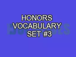 HONORS VOCABULARY  SET #3