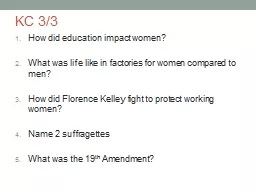 KC 3/3 How did education impact women?