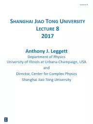 Anthony J. Leggett Department of Physics