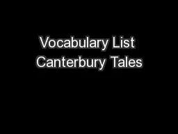 Vocabulary List Canterbury Tales