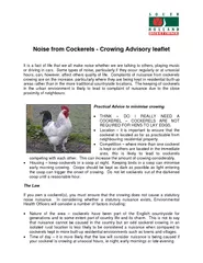 Noise from Cockerels  Crowing Advisory leaflet It is a