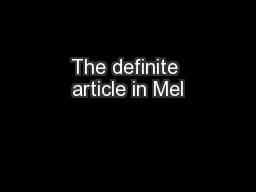 The definite article in Mel