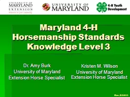 Maryland 4-H Horsemanship Standards