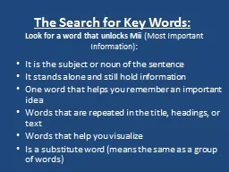 The Search for Key Words