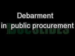 Debarment  in  public procurement