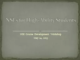 NSE Course Development Workshop