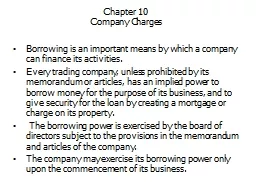 Chapter 10   Company Charges