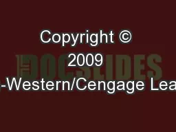 Copyright © 2009 South-Western/Cengage Learning.