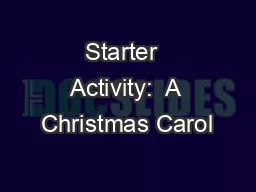 Starter  Activity:  A Christmas Carol