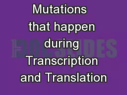 Mutations  that happen during Transcription and Translation